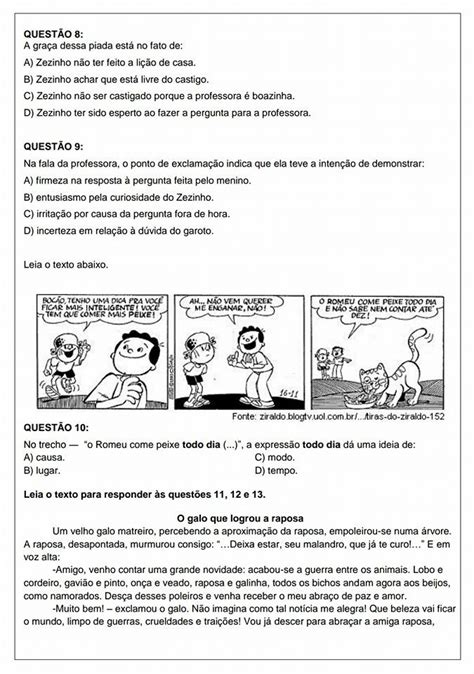 Texto De Portugues 4 Ano Para Imprimir Texto Exemplo