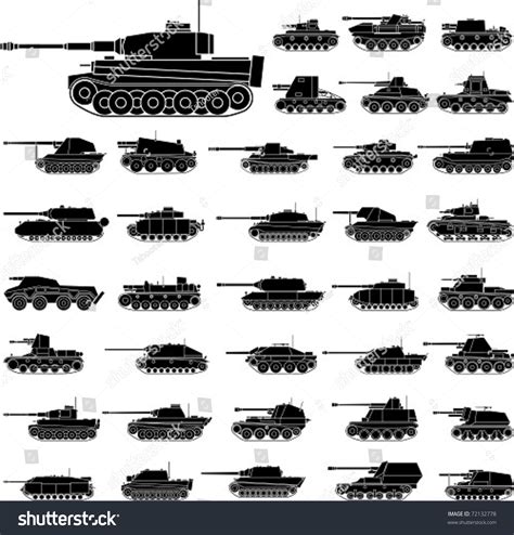Layered Vector Illustration Various German Tanks Stock Vector Royalty