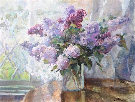 Lilac Bouquet In A Vase Flower Paintings Ultra Violet Etsy