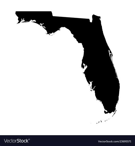 Florida State Usa Solid Black Silhouette Map Vector Image