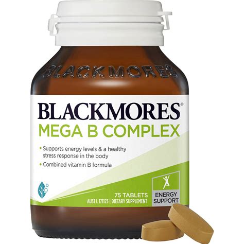 Blackmores Mega B Complex Energy Support Vitamin B12 Tablets 75 Pack