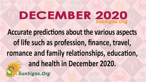 Yet, somehow, here we are—in december, the final frontier. December 2020 Horoscope Predictions For All | SunSigns.Org