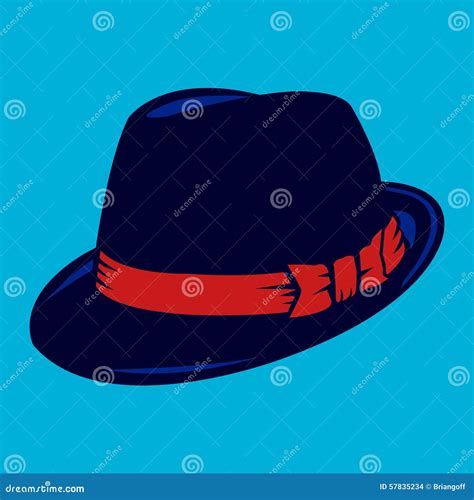 Black Fedora Hat Illustration Cartoon Vector 110405563