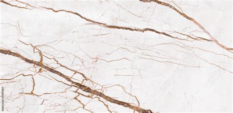 White Marble With Brown Curve Veins Texture Background For Interior