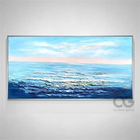 Large Blue Ocean Painting Original Ocean Wave Canvas Art Etsy