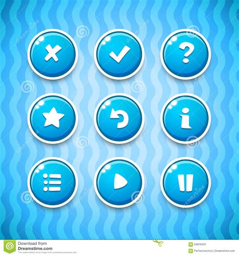 Game Buttons With Icons Set 2 Stock Vector Illustration Of Game