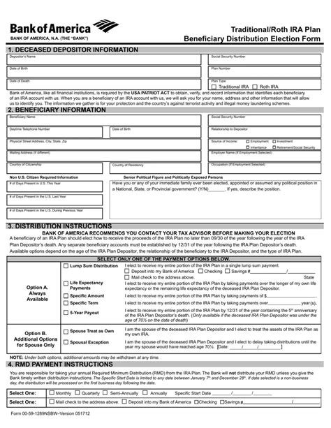 Bank Of America Beneficiary PDF Form FormsPal