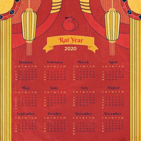 Free Vector Flat Design Chinese New Year Calendar