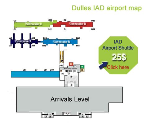 Washington Dulles Airport Map Iad Terminal Services