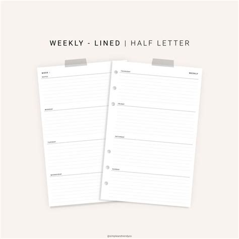 Two Lined Notepads With The Words Weekly And Half Letter