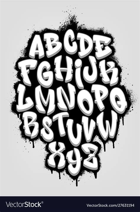 Handwritten Graffiti Font Alphabet Volumetric Vector Image