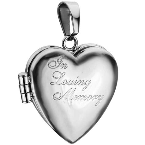 25mm Engraved In Loving Memory Stainless Steel High Polished Heart