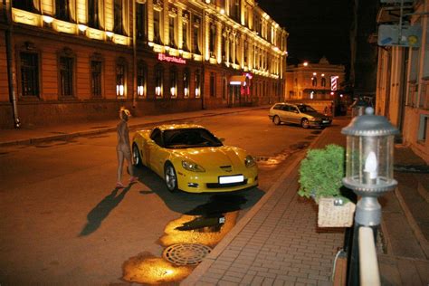 Naked Blonde Vasilisa With Sportcar At City Center Russian Sexy Girls