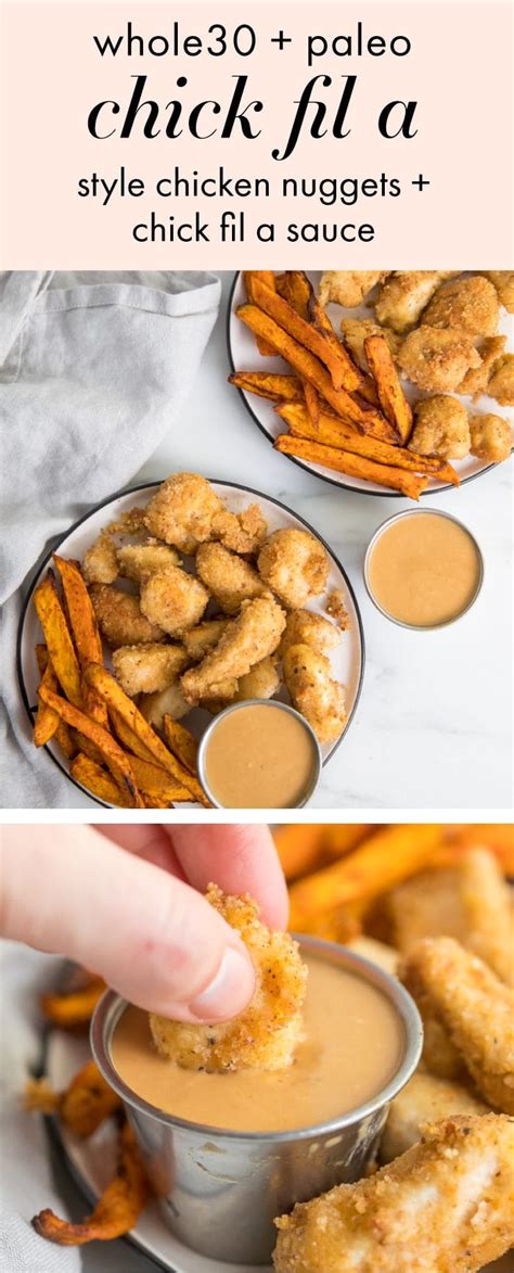 Plus these crispy nuggets are oven baked instead of fried so they're a healthier option. Whole30 Chicken Nuggets Recipe (Chick-Fil-A Method, Paleo)