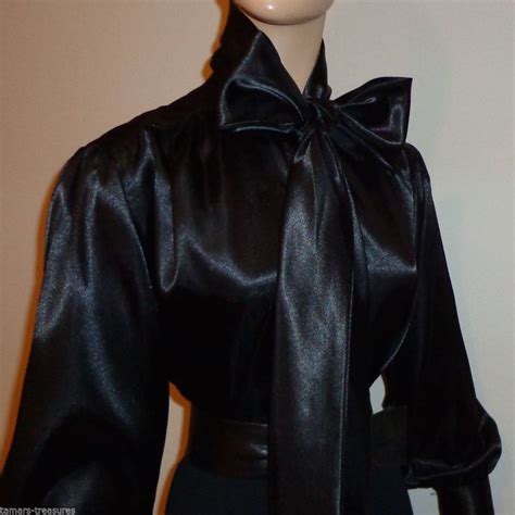 Pin By Phil On Sexy Satin Bow Blouses Satin Bows Satin Bow Blouse