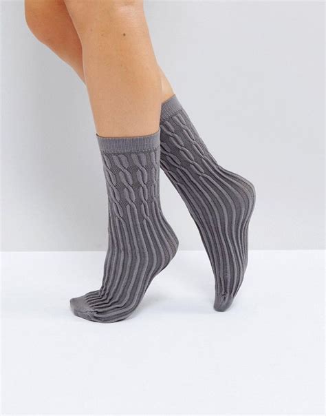 Jonathan Aston Cable Gray Ankle Socks Gray Ankle Socks Socks