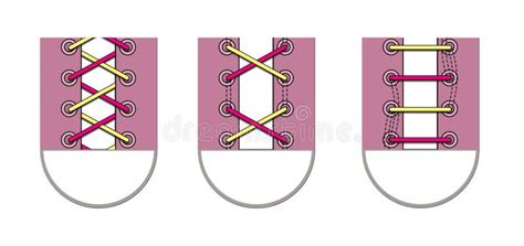 Three Ways To Lace Shoelaces Illustration Isolated On A White