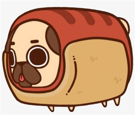 Cute Kawaii Dog Pug Hotdog Animal Nature Food Yummy Pug Hot Dog