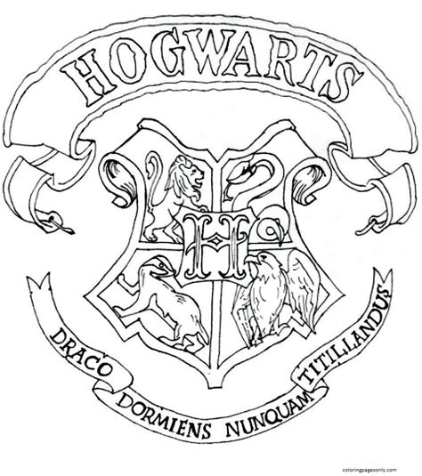 Hogwarts Crest Coloring Sheets Coloring Pages
