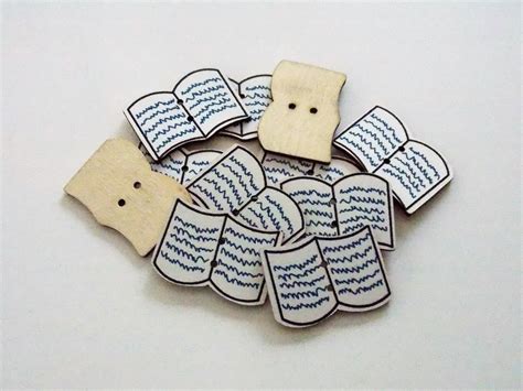 Book Buttons Wooden Buttons Reading Buttons Sewing Etsy