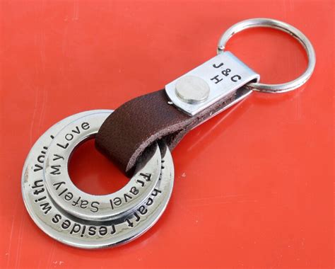 Mens Leather Keychain Personalized Mens Keychainpersonalized Etsy