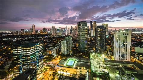 Makati Skyline At Night In Manila Philippines Image Free Stock Photo