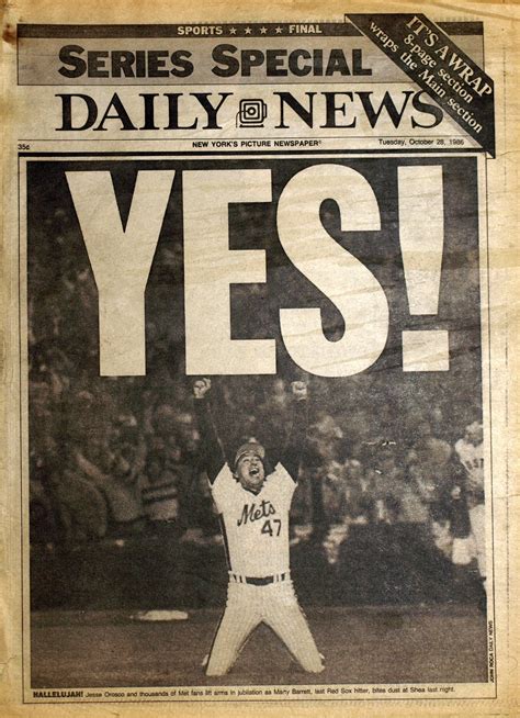 Ny Daily News Front Page The Day After The Mets Won The World Series