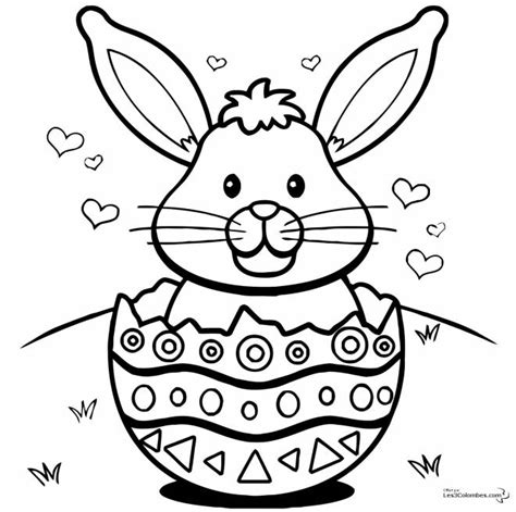 Coloriage Lapin dans oeuf de Pâques dessin gratuit à imprimer