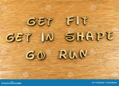 Get Fit In Shape Fitness Letterpress Sign Stock Photo Image Of Wood