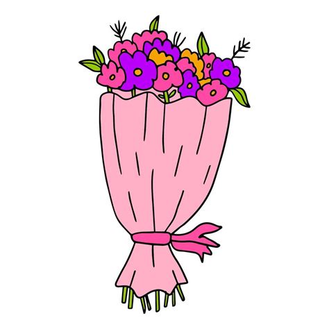 Cartoon Hand Drawn Doodle Flower Bouquet 4705972 Vector Art At Vecteezy