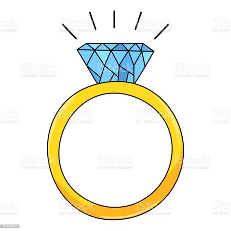 Generalmente, en los anillos de la pareja, se graban los nombres. Ilustración de Anillo De Oro De Estilo Dibujos Animados ...