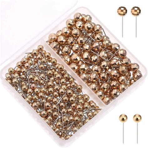 300 Pieces Map Tacks Push Pins With Gold Round Head Steel Point For