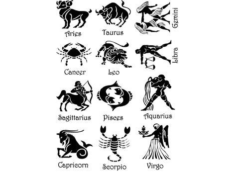 The collection of symbols includes animals, human characters and even objects. Astrology Zodiac Signs Symbols Black #846 Fused Glass ...