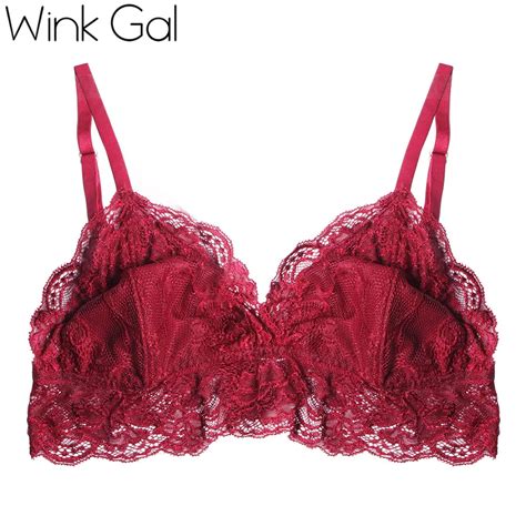 wink gal sexy women bralette lace push up brassiere semi sheer bra female intimate deep v