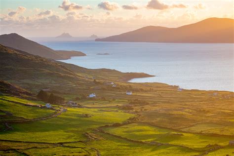 Photo Prints Wall Art Evening Light Over Fields And Skellig Islands