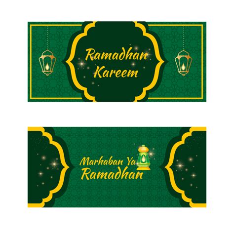 Ornate Ramadan Kareem Banners In Green And Yellow 913544 Vector Art At
