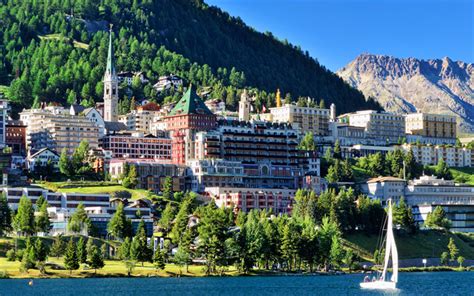 Download Wallpapers St Moritz 4k Swiss Cities Cityscapes Mountains