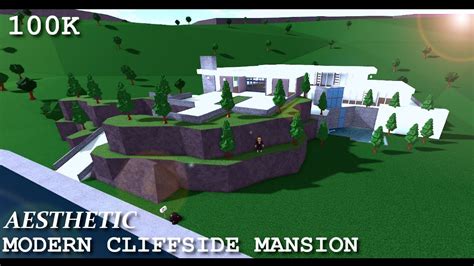 Aesthetic Modern Cliffside Mega Mansion Exterior 100k Bloxburg