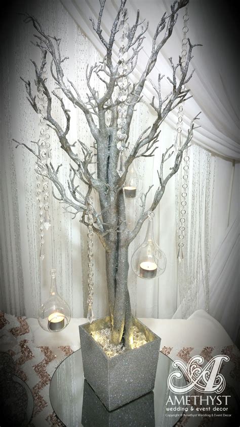 Crystal Wedding Tree Centerpiece For Hire In Silver Glitter Perfect