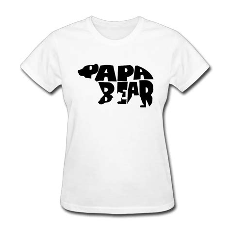 Womens Papa Bear Typographic Graphic Short Sleeve T Shirts Printed