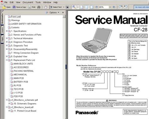 Panasonic Toughbook Cf28 Notebook Computer Cf 28 Service Manual