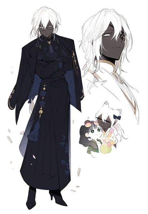 Two Anime Characters With Long White Hair And Black Clothes One Is