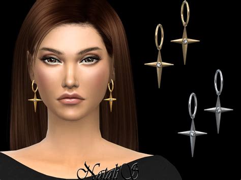 Sims 4 — Natalisbezel Cross Earrings By Natalis — Bezel Cross Pendant