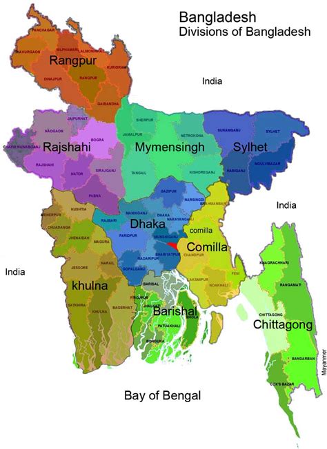 Map Of Bangladesh Divisions And Districts Maps Mymensingh Sylhet Town Map