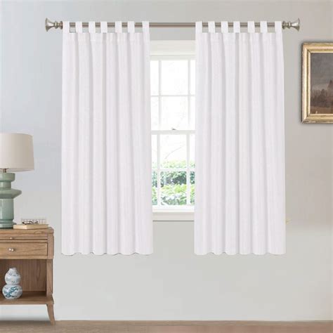 Primebeau Natural Linen Blended Tab Top Curtains Privacy Added Semi