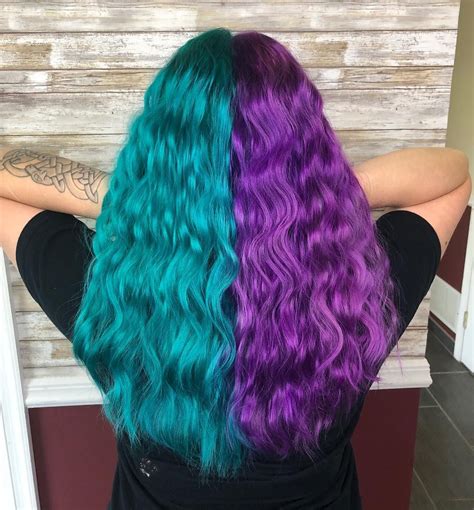 Halfhalf Colored Hair Blue Hair Purple Hair Farbe Für Haare