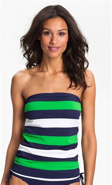 Tommy Bahama Rugby Stripe Strapless Tankini Top In Multicolor Mare