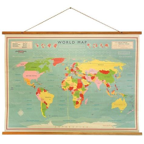 Vintage Style World Map School Chart World Map Poster World Map Wall