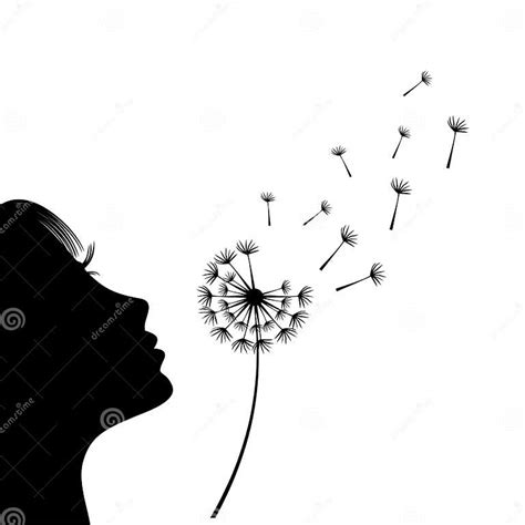 The Girl Is Blowing A Dandelion Silhouette Stock Vector Illustration Of Flower Nature 110607828