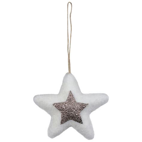 375 White And Silver Star Hanging Christmas Ornament Christmas Central